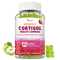 Front view of Cortisol Gummies for Women Apple flavor bottle