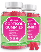 Cortisol Gummies for Women bottle on neutral background