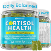 Cortisol gummies for women and men in a bottle on a clean background
