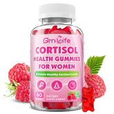 Cortisol Gummies for Women Raspberry flavor in a 60-count bottle
