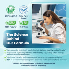 Lifestyle setup with Cortisol Health Supplement on a wooden desk