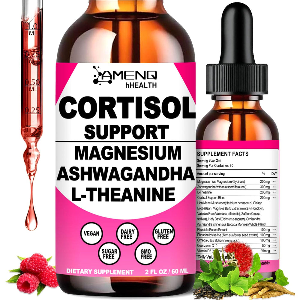 Cortisol liquid drops bottle Raspberry flavor
