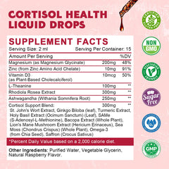 Dropper dispensing raspberry-flavored cortisol liquid drops