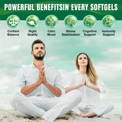 Back view of Cortisol Manager 10-in-1 Softgels bottle with label