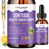 Cortisol supplement liquid drops bottle on white background