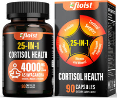 Cortisol supplement bottle for women and men on white background