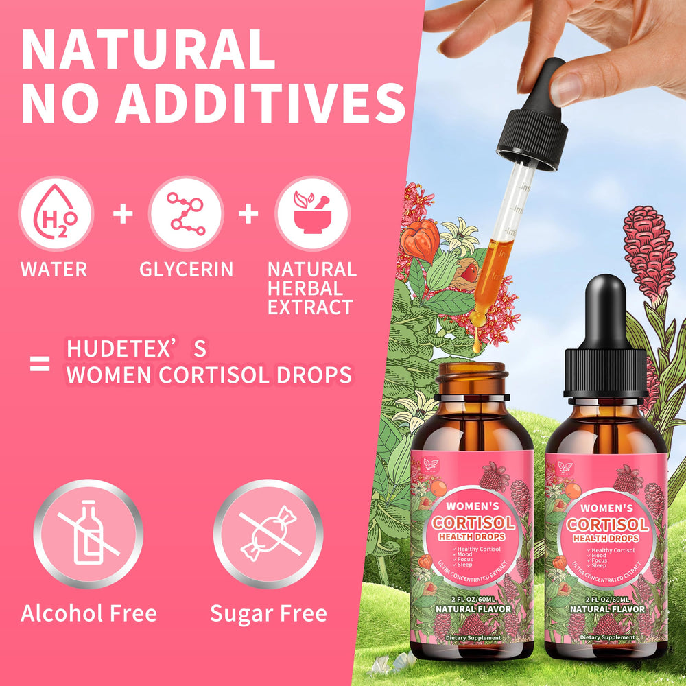 Vegan cortisol support label and natural flavor badge