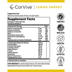 CorVive Energy Lemon nutrition facts and caffeine