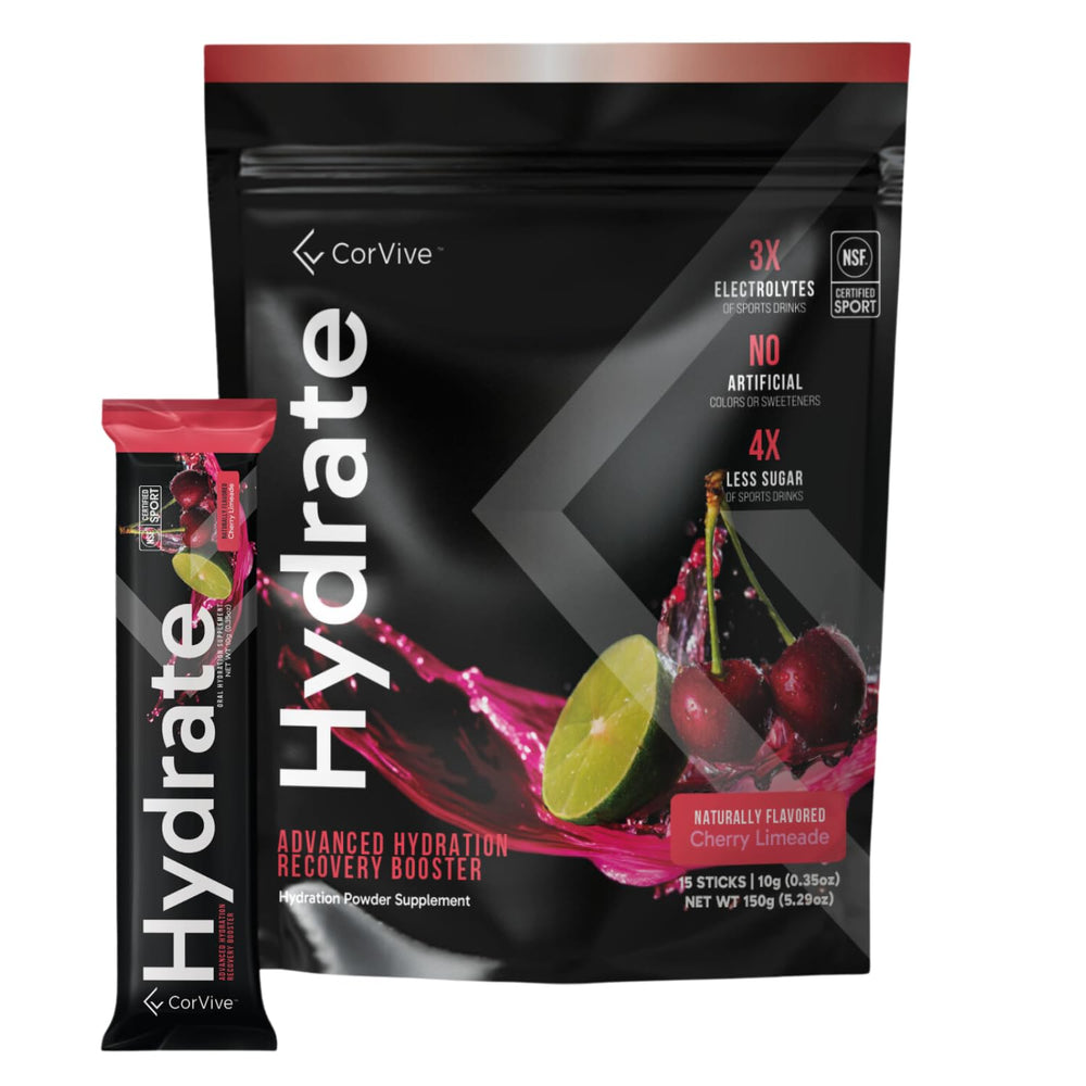 CorVive Hydrate Cherry Limeade electrolyte drink mix box front view