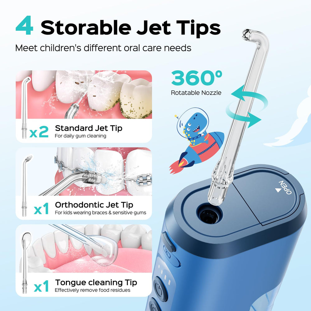 Four nozzles displayed: Standard x2, Orthodontic, Tongue Cleaner