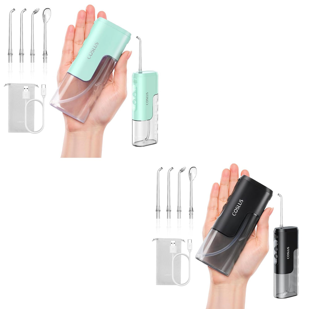 COSLUS Mini Travel Water Flosser - Black & Green exterior