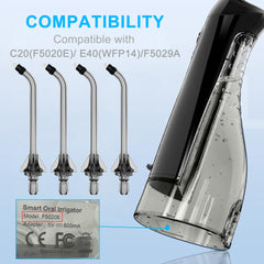 Four replacement jet tips included in a transparent storage case