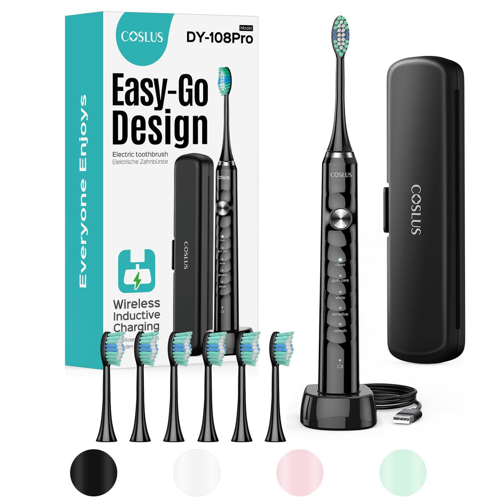 COSLUS Sonic Electric Toothbrush for Adults with black handle
