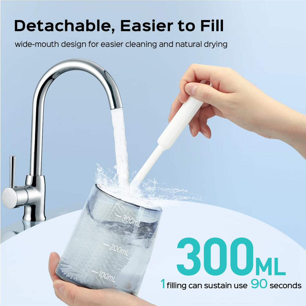 Four interchangeable nozzles for customizable dental care