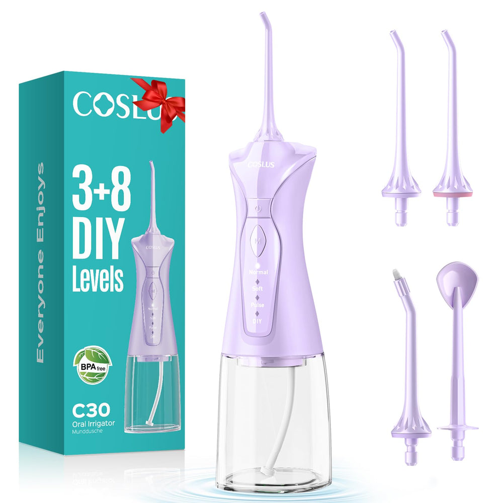 COSLUS Purple Water Dental Flosser with 300ml tank