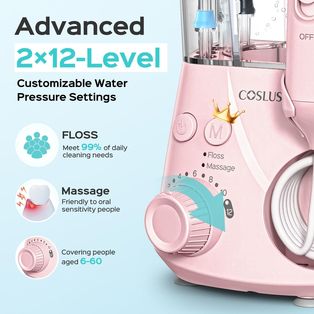 Five nozzles included with COSLUS water flosser