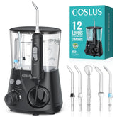 COSLUS Water Flosser Black E2 upright with 600ml tank