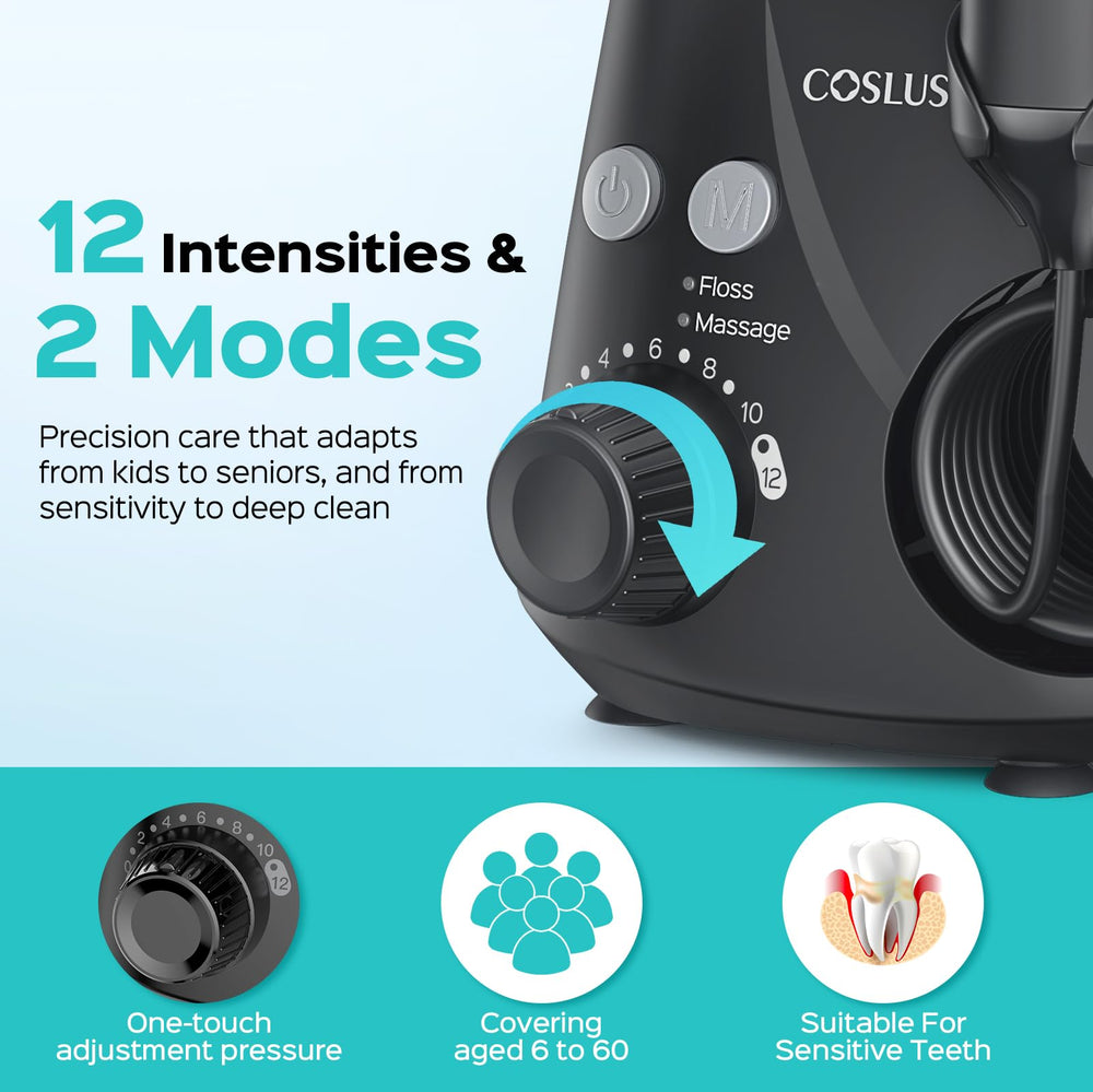 Display shows floss and massage modes for orthodontic care