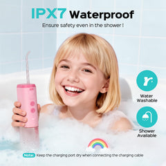 BPA-free and IPX7 waterproof COSLUS kid water flosser