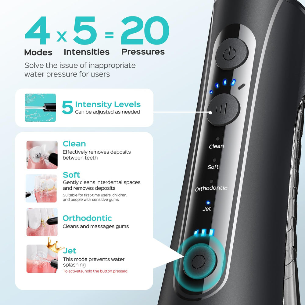 Top view of COSLUS cordless water flosser