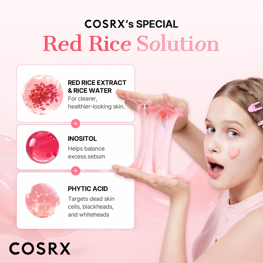 COSRX bottle label detail highlighting ingredient list and low pH benefit