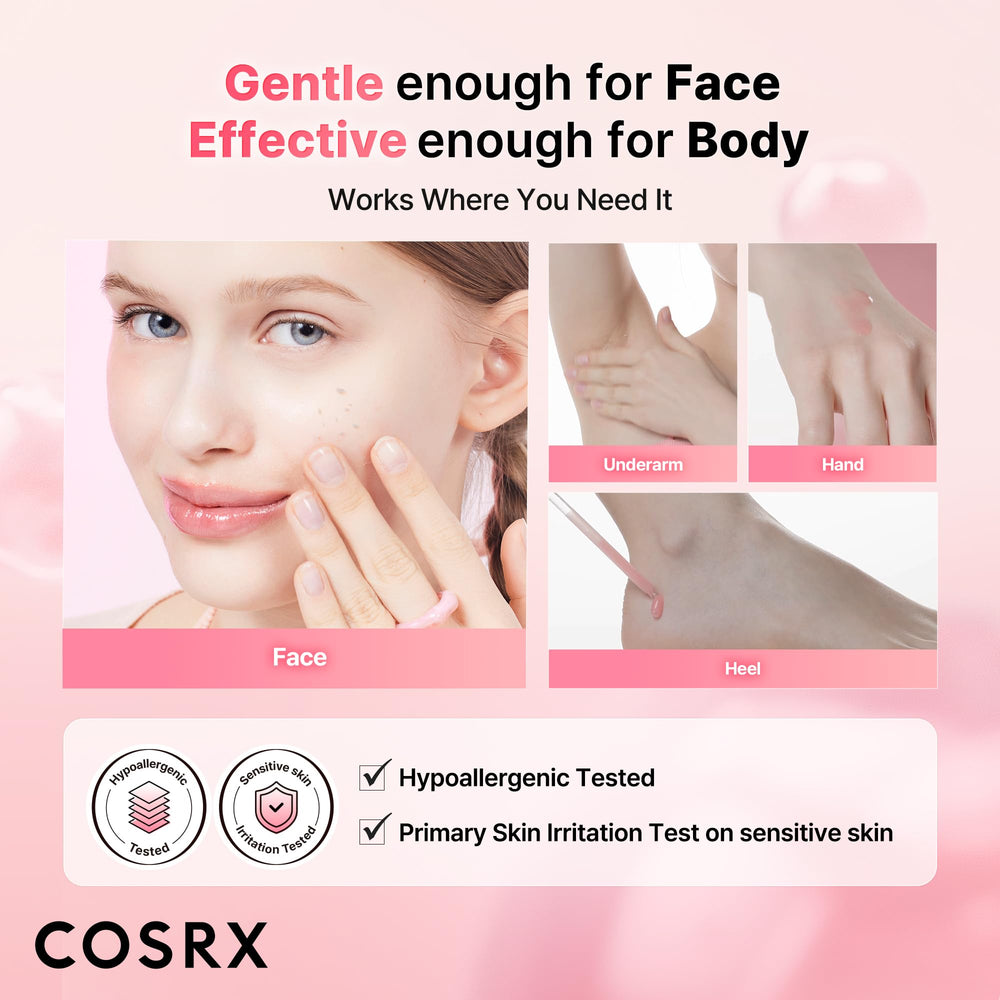 COSRX applied to heel showing body use and smoothing benefit