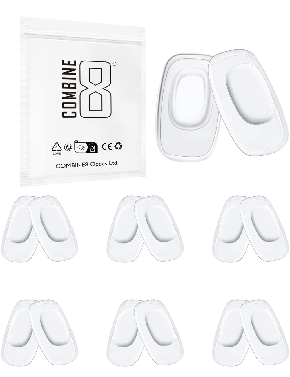 Six pairs of clear replacement nose pads for Costa South Point, Flagler, Ponce and Oakley models