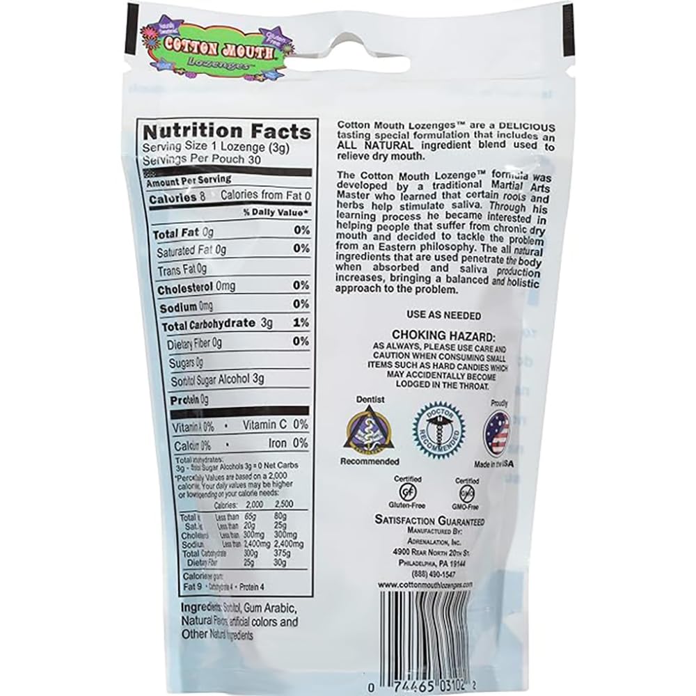 Individually wrapped lozenges in a fruity flavor