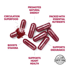 Close-up image of Country Farms Bountiful Beets Capsules in hand