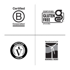 Vegan and gluten-free certification badges