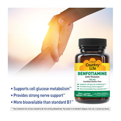 Nutrition facts panel on Country Life Benfotiamine bottle
