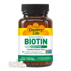 Country Life Biotin 5 mg Vegicaps bottle front view