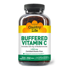 Close-up of buffered Vitamin C 1000mg capsules with bioflavonoids