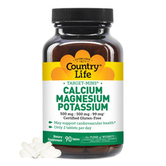 Bottle of Country Life Calcium-Magnesium-Potassium 90 tablets
