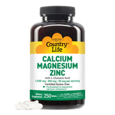 Front label of Country Life Calcium Magnesium Zinc bottle with L-Glutamic Acid