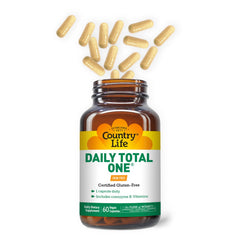 Close-up of a vegan capsule from Country Life Daily Total One