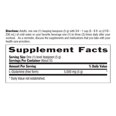 Serving suggestions: glutamine powder in a shaker bottle