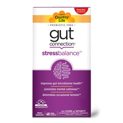 Country Life Gut Connection Stress Balance 60 Vegan Capsules bottle on white background