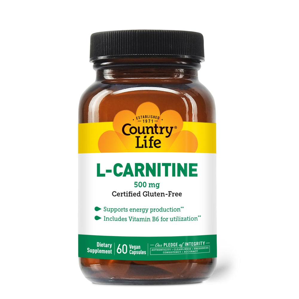 Country Life L-Carnitine bottle front for daily energy support.