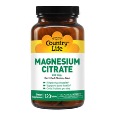 Country Life Magnesium Citrate 250mg capsules during gentle stretch illustrating muscle support.