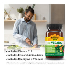 Country Life Max for Vegans bottle with capsules displayed.