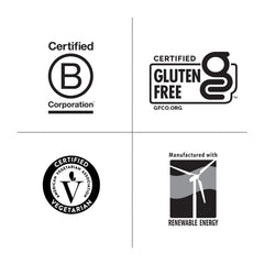 Gluten-free and vegetarian tablet icons on packaging