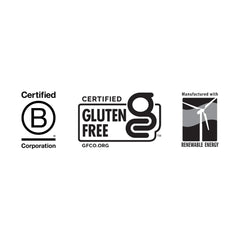 Icons indicating clean formula with no GMOs, gluten, or soy