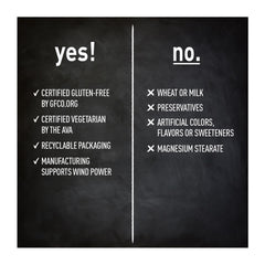 Packaging highlighting gluten-free and vegetarian claims