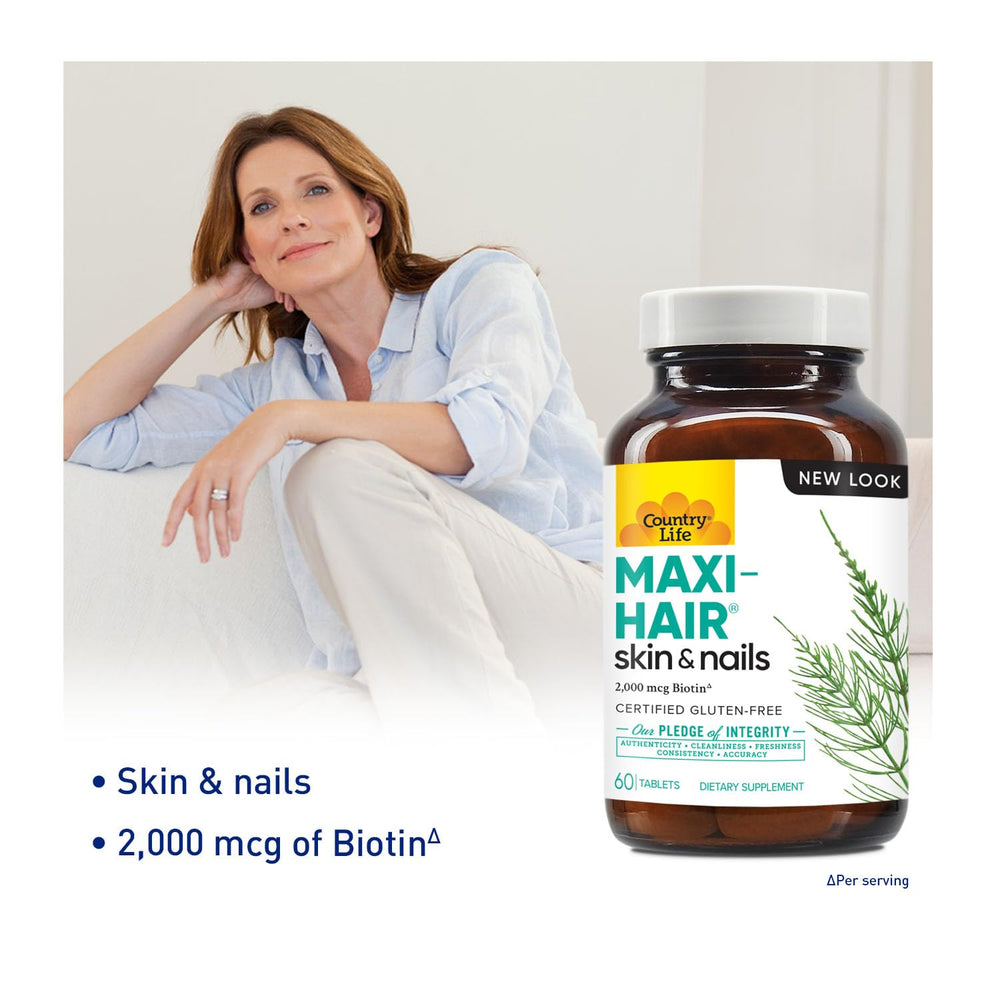 Pack of 2 Country Life Maxi-Hair bottles with 60 tablets per bottle