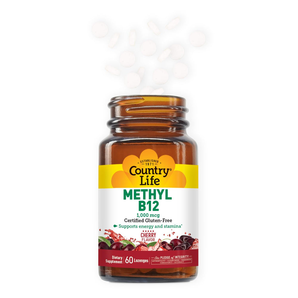 60-count bottle of Country Life Methyl B-12 Capsules