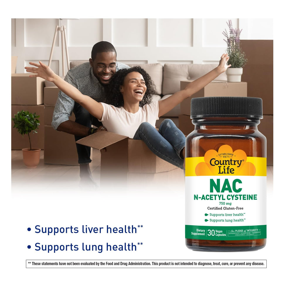 Country Life NAC daily dose capsules shown for easy daily liver support routine