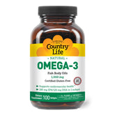 Country Life Omega-3 Fish Oil softgel bottle with label
