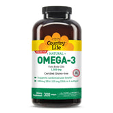 Country Life Omega-3 fish oil supplement bottle with 300 softgels