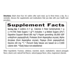 Label highlighting Papain, Protease, Alpha Amylase and papaya ingredients